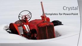  Presentation with winter storm - Theme featuring old-tractor-buried-in-deep background and a light gray colored foreground