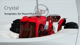  Presentation with winter storm - Presentation theme enhanced with old-tractor-buried-in-deep background and a light gray colored foreground