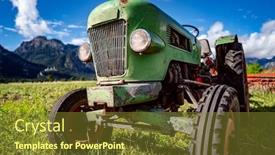  Presentation with tractor - Theme featuring old-tractor-in-the-alpine background and a tawny brown colored foreground