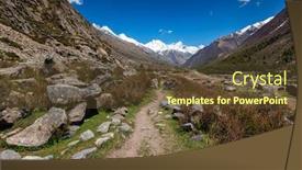  Presentation with village india - PPT theme enhanced with old-trade-route-in-himalaya background and a tawny brown colored foreground