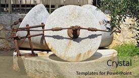  Presentation with olive oil - Audience pleasing PPT theme consisting of old tradition - view of an ancient olive backdrop and a coral colored foreground