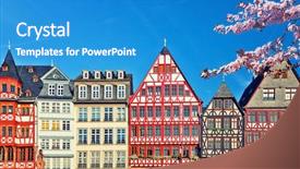  Presentation with old buildings - Slides having old traditional buildings in frankfurt background and a teal colored foreground