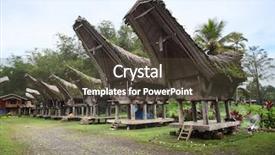  Presentation with toraja - Presentation having old traditional buildings in toraja background and a tawny brown colored foreground