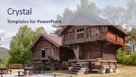  Presentation with traditional - Amazing presentation theme having old traditional norwegian stabbur elevated backdrop and a sky blue colored foreground