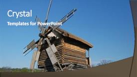  Presentation with old windmill - Audience pleasing presentation theme consisting of old traditional windmill with wooden backdrop and a  colored foreground