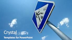  Presentation with pedestrian - Presentation theme featuring old traffic sign pedestrian crossing background and a teal colored foreground