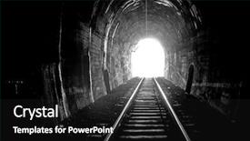  Presentation with end - Colorful PPT theme enhanced with old train - light at the end backdrop and a dark gray colored foreground