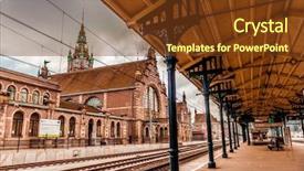  Presentation with poland - Beautiful slide set featuring old train - main station of gdansk backdrop and a tawny brown colored foreground
