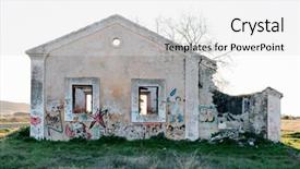  Presentation with disaster - Amazing PPT layouts having old train station abandoned backdrop and a light gray colored foreground