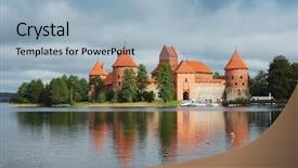  Presentation with castle - Cool new slides with old trakai castle in lithuania backdrop and a  colored foreground