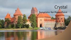  Presentation with castle - Audience pleasing slide deck consisting of old trakai castle in lithuania backdrop and a light blue colored foreground