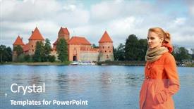  Presentation with castle - Presentation design consisting of old trakai castle in lithuania background and a light blue colored foreground