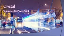  Presentation with speed camera in night - Amazing PPT layouts having old tram at train central backdrop and a tawny brown colored foreground