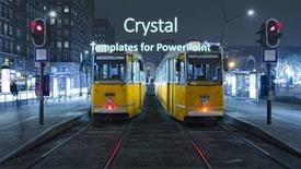  Presentation with budapest - Slides featuring old tram in the city background and a ocean colored foreground