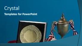  Presentation with plaque - Slides consisting of old-trophy-with-ribbon-medal background and a dark gray colored foreground