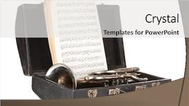  Presentation with old music - Amazing slides having old trumpet and notebook backdrop and a white colored foreground
