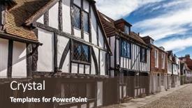  Presentation with old england - Beautiful slide deck featuring old-tudor-style-timber-framed backdrop and a tawny brown colored foreground