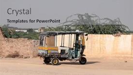  Presentation with old india - Presentation consisting of old-tuk-tuk-in-rural background and a light gray colored foreground