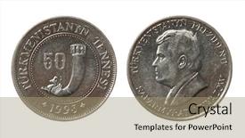  Presentation with old - Colorful theme enhanced with old turkmenistan 50 tenge coin backdrop and a coral colored foreground