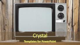  Presentation with television - Colorful presentation theme enhanced with old tv - analog television on table backdrop and a tawny brown colored foreground