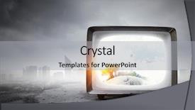 Presentation with media - Cool new PPT layouts with old tv monitor mixed media backdrop and a light gray colored foreground