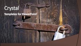  Presentation with security door lock - Presentation design enhanced with old two rusty locks background and a tawny brown colored foreground