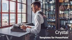  Presentation with writing education female writer - Cool new theme with old type book - young writer typing backdrop and a dark gray colored foreground