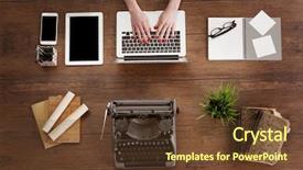  Presentation with technology old vintage television - Slide deck consisting of old typewriter and laptop concept background and a tawny brown colored foreground