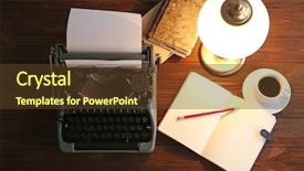  Presentation with old book - Beautiful slide set featuring old typewriter and notebook backdrop and a tawny brown colored foreground