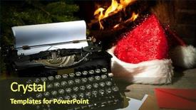  Presentation with front desk - Theme consisting of desk in front of fireplace background and a tawny brown colored foreground