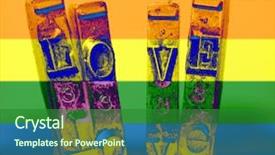  Presentation with abstract rainbow color prism - Colorful presentation theme enhanced with old typewriter hammers macro rainbow backdrop and a forest green colored foreground