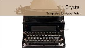  Presentation with old - Amazing PPT theme having old typewriter isolated on white backdrop and a coral colored foreground