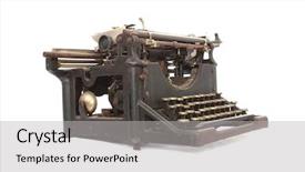  Presentation with old photographs black and white - Audience pleasing presentation consisting of old typewriter on white backdrop and a light gray colored foreground
