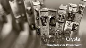  Presentation with vote - PPT theme with old typwriter keys monochrome background and a tawny brown colored foreground