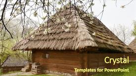  Presentation with house roof and roofing business - Amazing theme having old ukrainian house with straw backdrop and a tawny brown colored foreground
