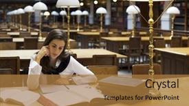  Presentation with university library - Colorful theme enhanced with old university library study backdrop and a coral colored foreground