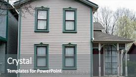  Presentation with teal - Presentation theme with old urban neighborhood lavender teal background and a gray colored foreground