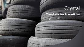  Presentation with old car - Presentation theme with old-used-car-tires-stacked background and a dark gray colored foreground