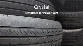  Presentation with old car - Presentation theme with old-used-car-tires-stacked background and a dark gray colored foreground