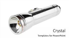  Presentation with flash - Beautiful PPT layouts featuring old used metal flash light isolated on a white background backdrop and a white colored foreground