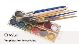  Presentation with painting old - Slide deck with old used watercolor box background and a lemonade colored foreground