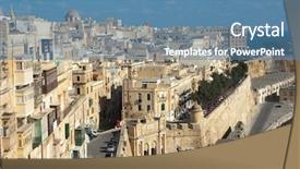  Presentation with malta - Presentation design having old valletta capital city of malta background and a teal colored foreground