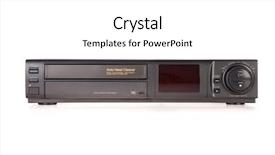  Presentation with recorder - Colorful slide deck enhanced with old vcr video cassette recorder backdrop and a white colored foreground