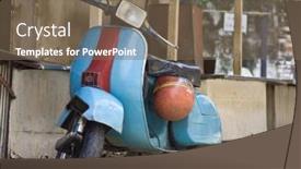  Presentation with old china - Slide set having old-vespa-moped-in-china background and a violet colored foreground