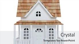 Presentation with old house - Slides enhanced with old victorian house model isolated over white background and a light gray colored foreground