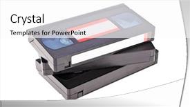  Presentation with video background - Cool new PPT layouts with old video cassette tapes isolated backdrop and a white colored foreground