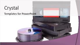  Presentation with cassette - Slide deck with old video cassette tapes background and a  colored foreground