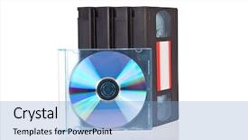  Presentation with cassette - Colorful PPT theme enhanced with old video cassette tapes backdrop and a light blue colored foreground