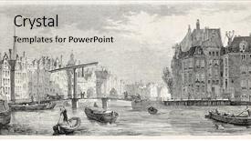  Presentation with old ship - Presentation theme having old view of rokin channel background and a light gray colored foreground