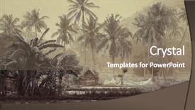  Presentation with rice plant - Presentation having small wooden house with fishing background and a coral colored foreground